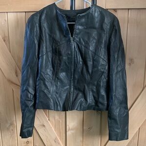GAP Women's Classic Black Leather Jacket